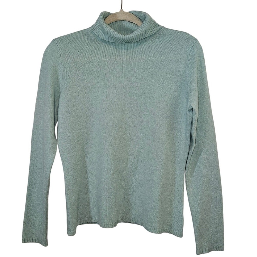 Chadwicks Womens 100% Cashmere Turtleneck Sweater M Seafoam Green 56-7262-1
